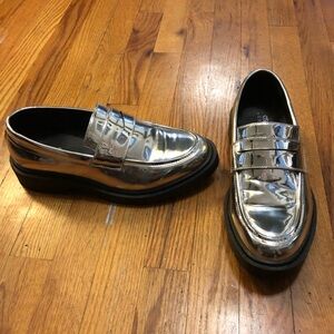 ASOS Men's Silver Metallic Penny Loafers